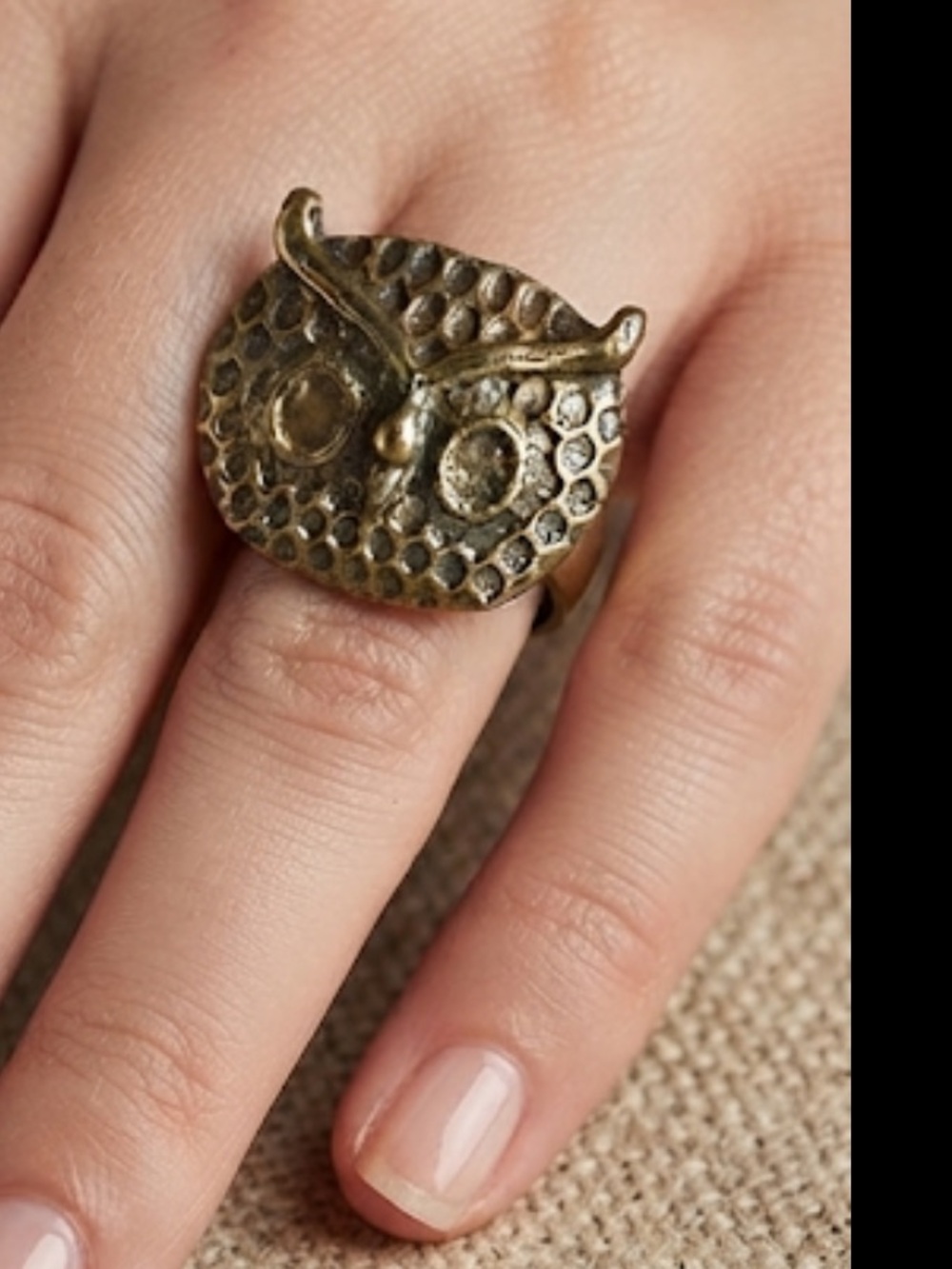 Vintage-Inspired Gold Owl Statement Ring